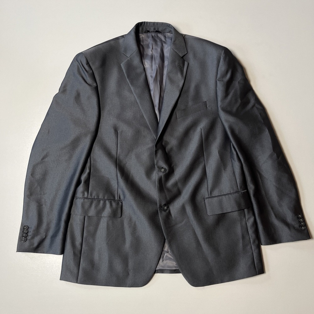 APT. 9 Herringbone Blazer Size 44R Gray Sport Coat 3 Button Lined Suit Jacket - Picture 2 of 7